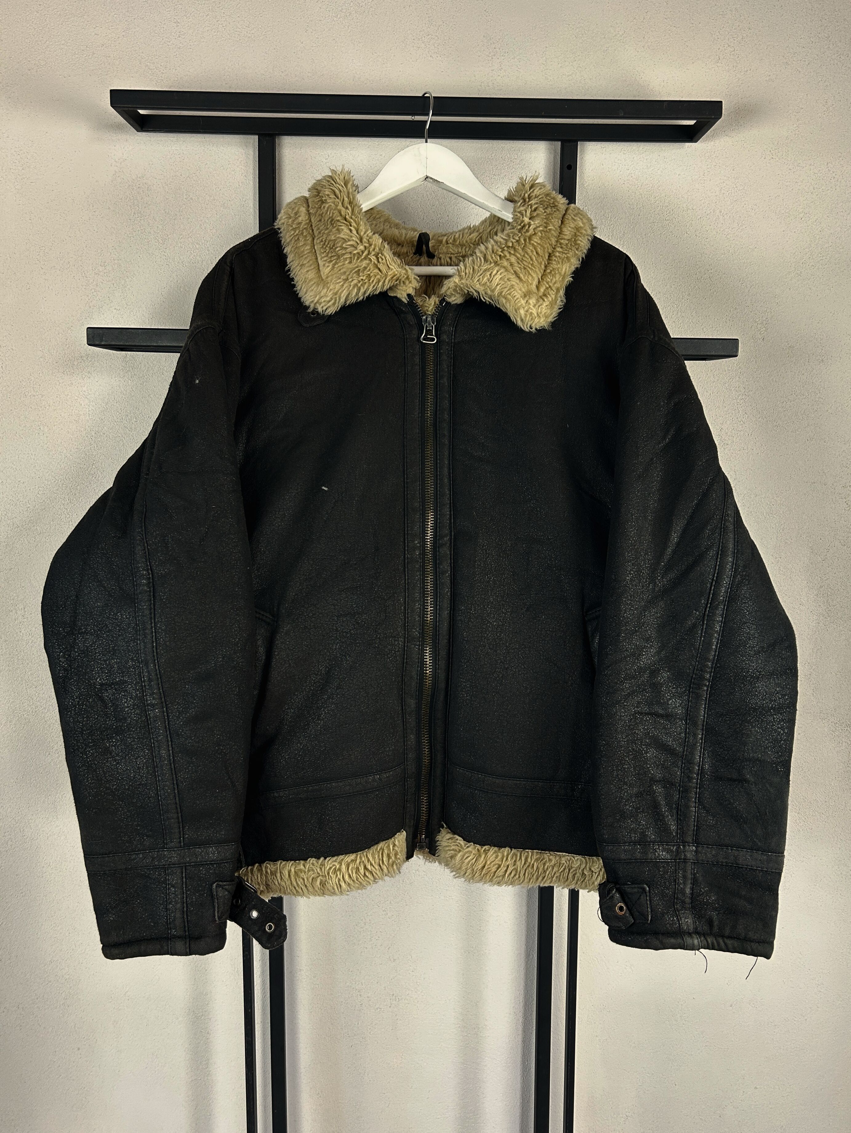 Japanese Brand Shearling Jacket Black Fur Lined Oversized Grunge Y2K Core Size US L / EU 52-54 / 3 - 4 Thumbnail