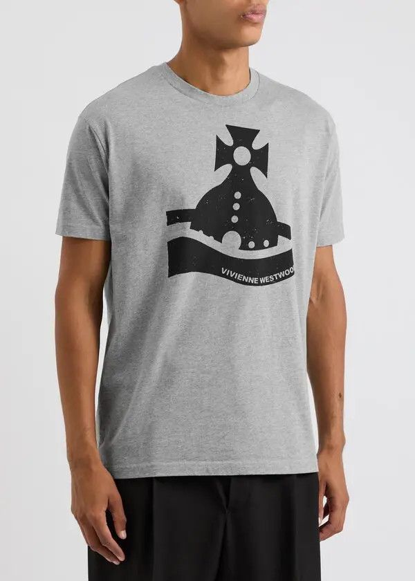 Vivienne Westwood o1f1d3z0526 Sunken Orb Printed Cotton T-Shirt in Grey Size US XL / EU 56 / 4 - 2 Thumbnail