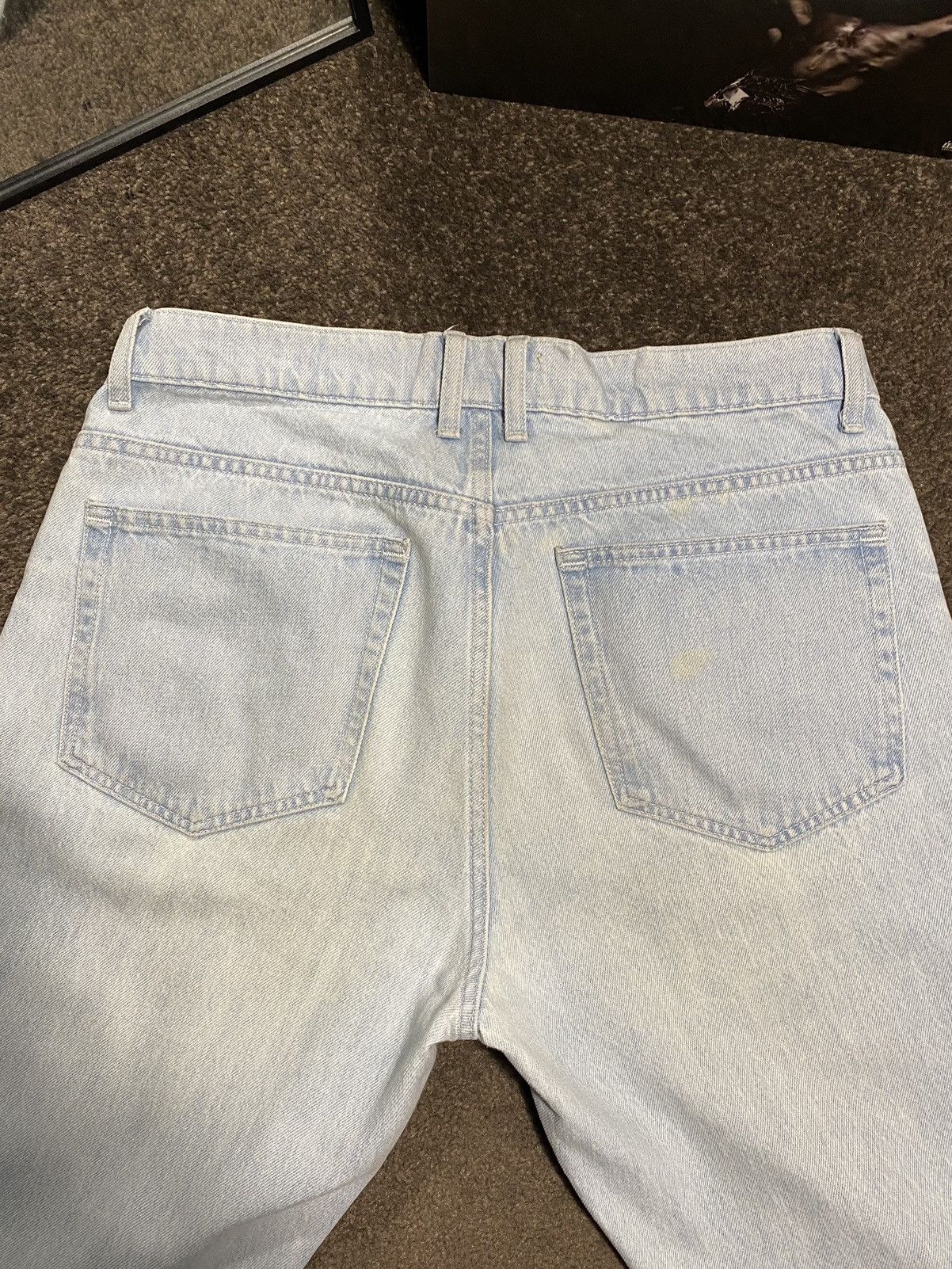 Vintage Open Hem Blue Jeans Straight Fit Washed Blue Size US 32 / EU 48 - 4 Thumbnail