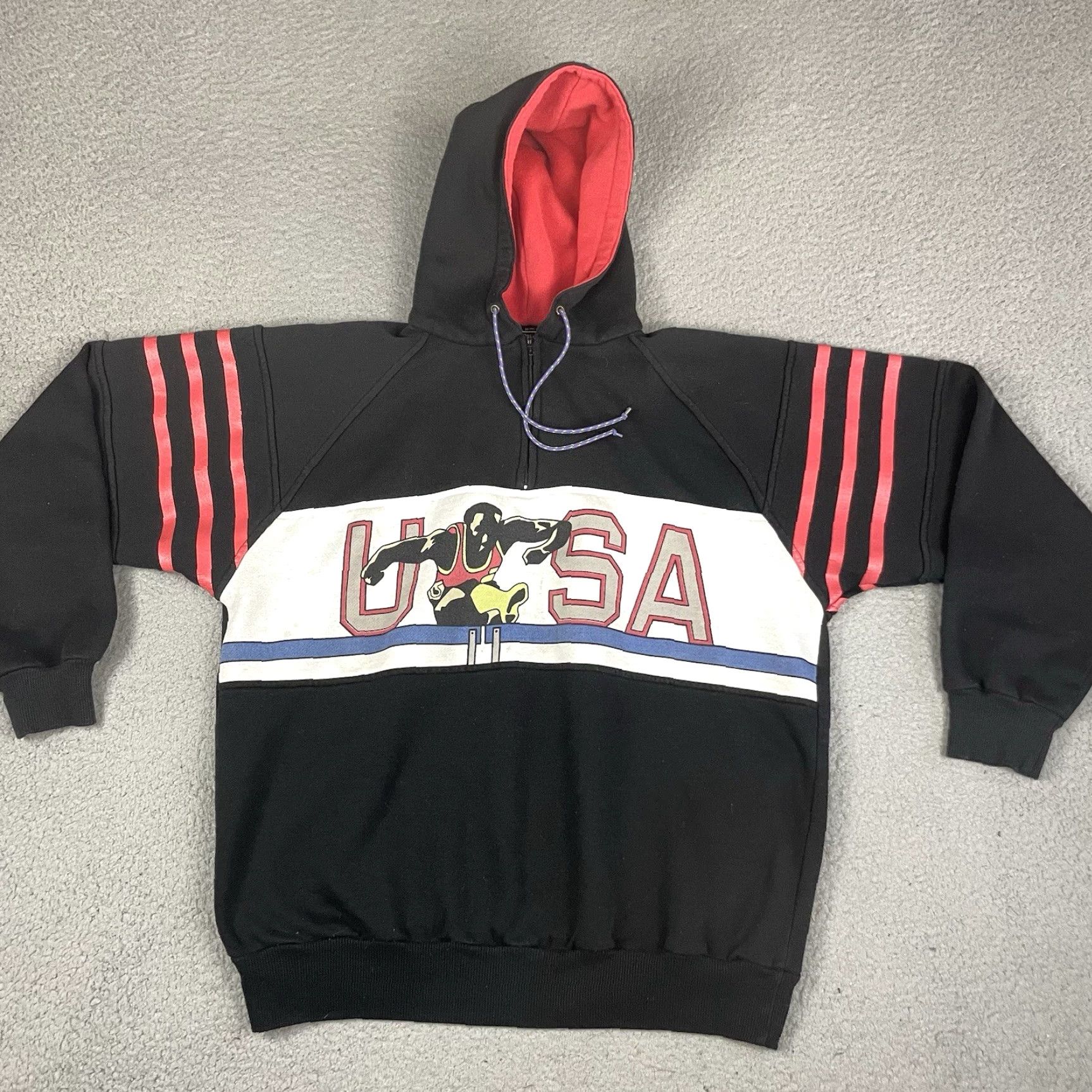 JCPenney VINTAGE USA Olympic Sweatshirt JC Penney Hoodie M Black Unisex Adults Size US M / EU 48-50 / 2 - 2 Thumbnail