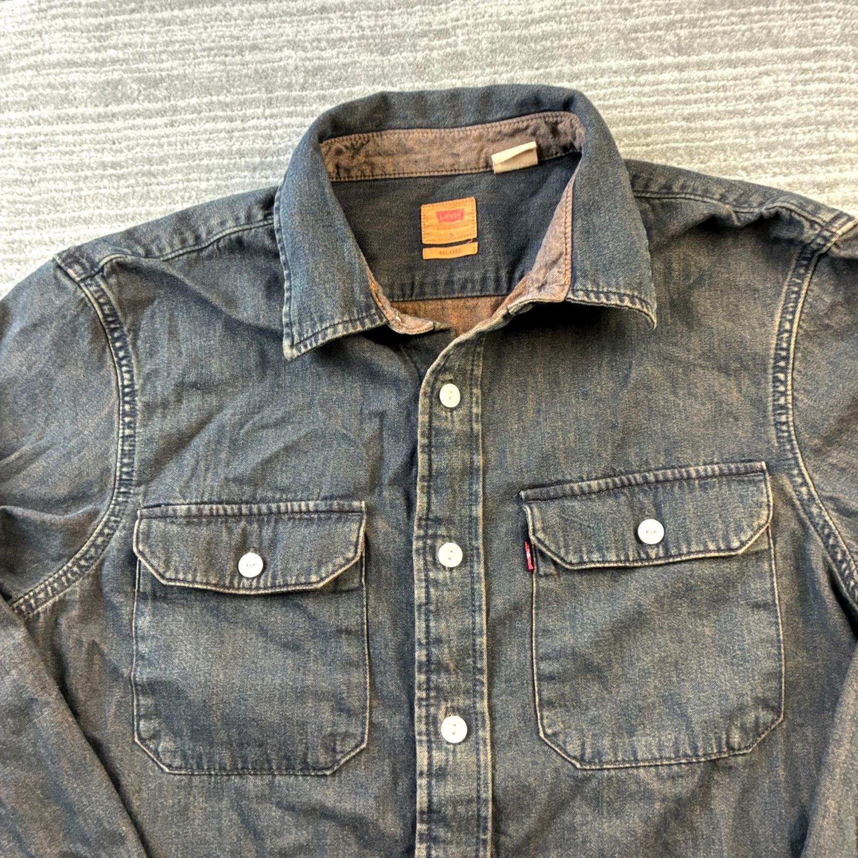 Levi's Levi's Shirt Mens Small Black Patina Dye Twill Worker Button Denim Double Pocket Size US S / EU 44-46 / 1 - 3 Thumbnail