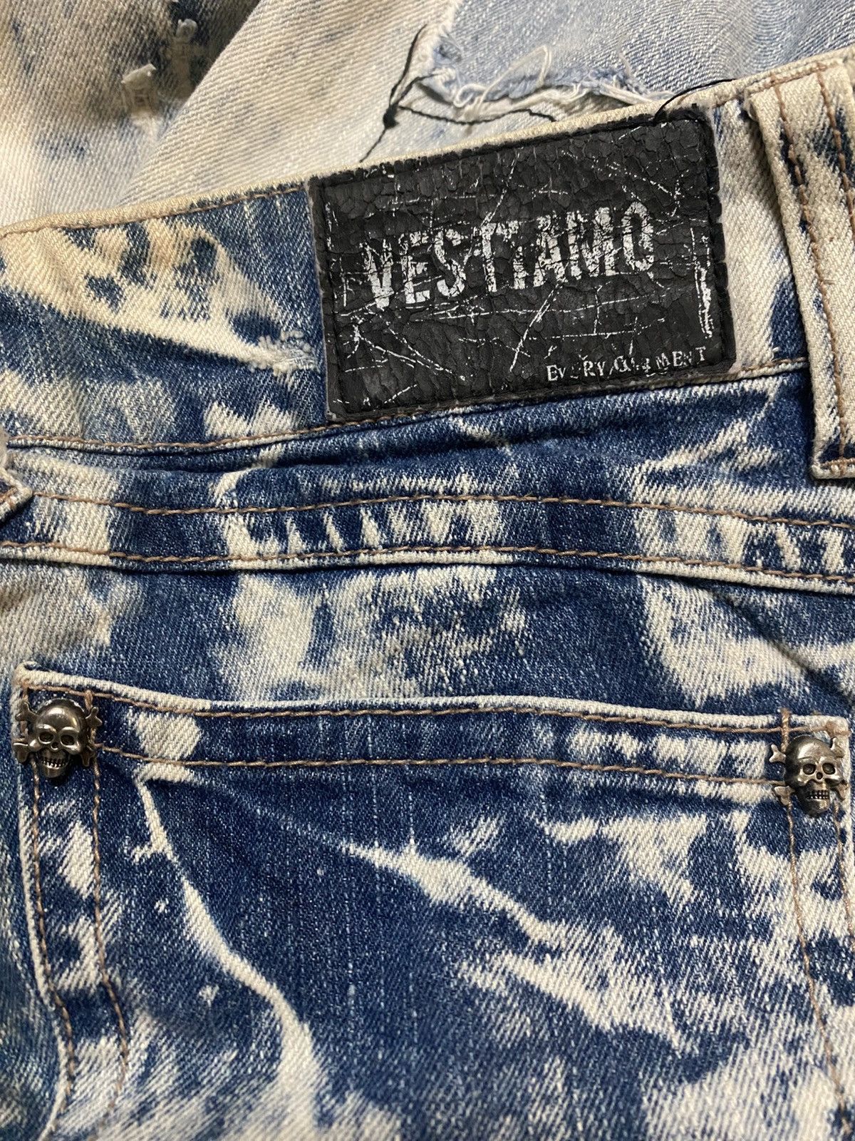 Japanese Brand Vestiamo Acid Wash Patchwork Distressed Jens Size US 30 / EU 46 - 9 Thumbnail
