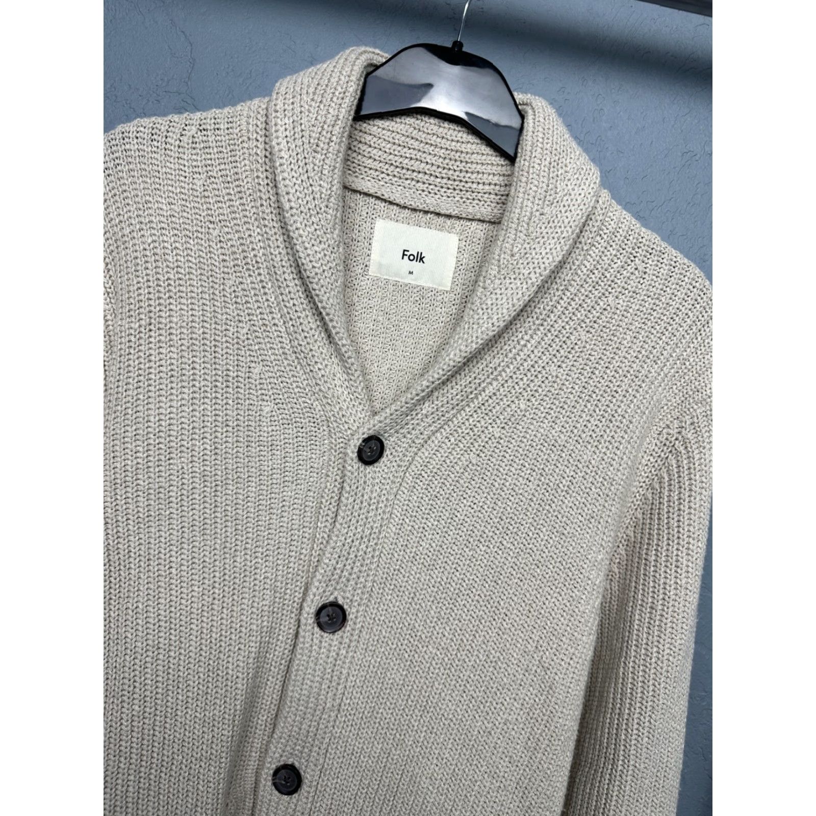 Folk Folk Mens Knit Cardigan Sweater M Beige Cotton Knit Button V-Neck Cardigan Mens This place is empty; please provide a valid title. Size US M / EU 48-50 / 2 - 2 Thumbnail