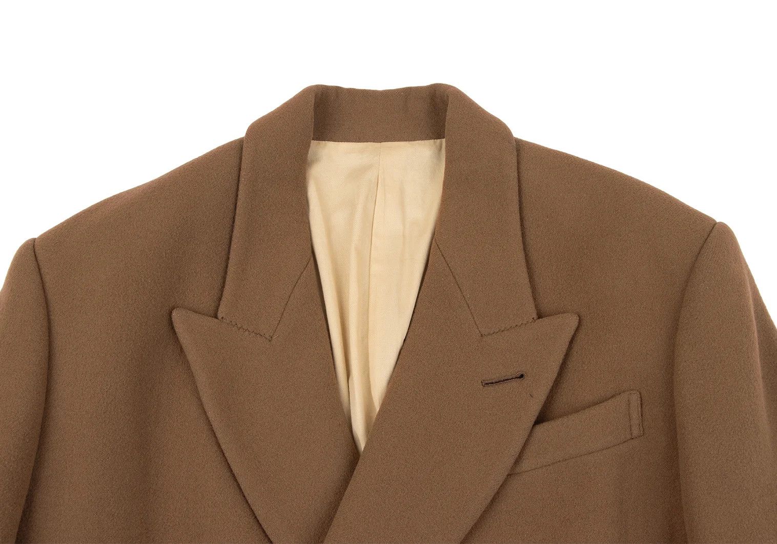 Wool Melton Peak Lapel P Coat in Camel Size 50