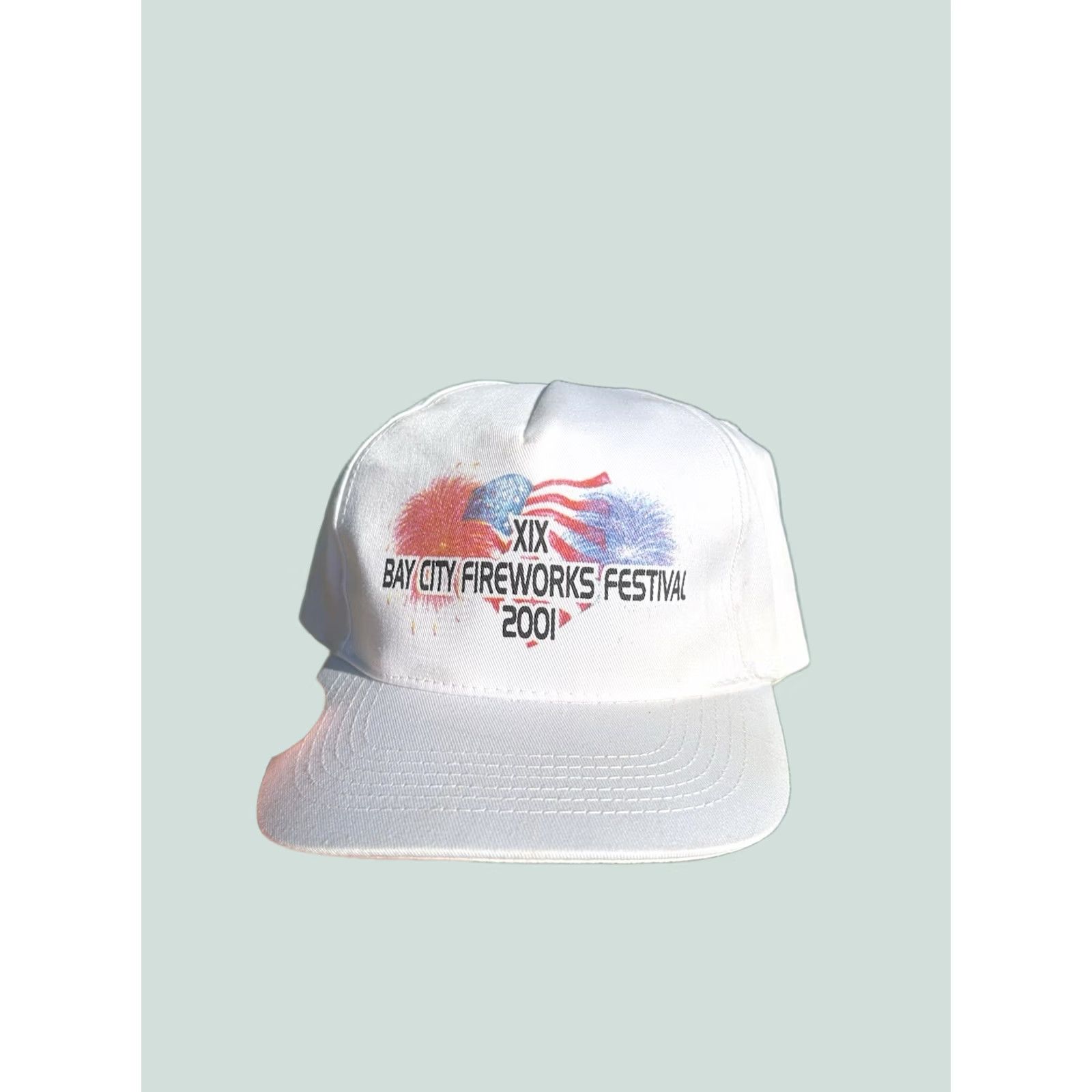 Vintage VINTAGE SnapBack Hat Bay City Michigan fireworks fest 4th of July USA Adjustable White Mens Snapback Size ONE SIZE - 1 Thumbnail