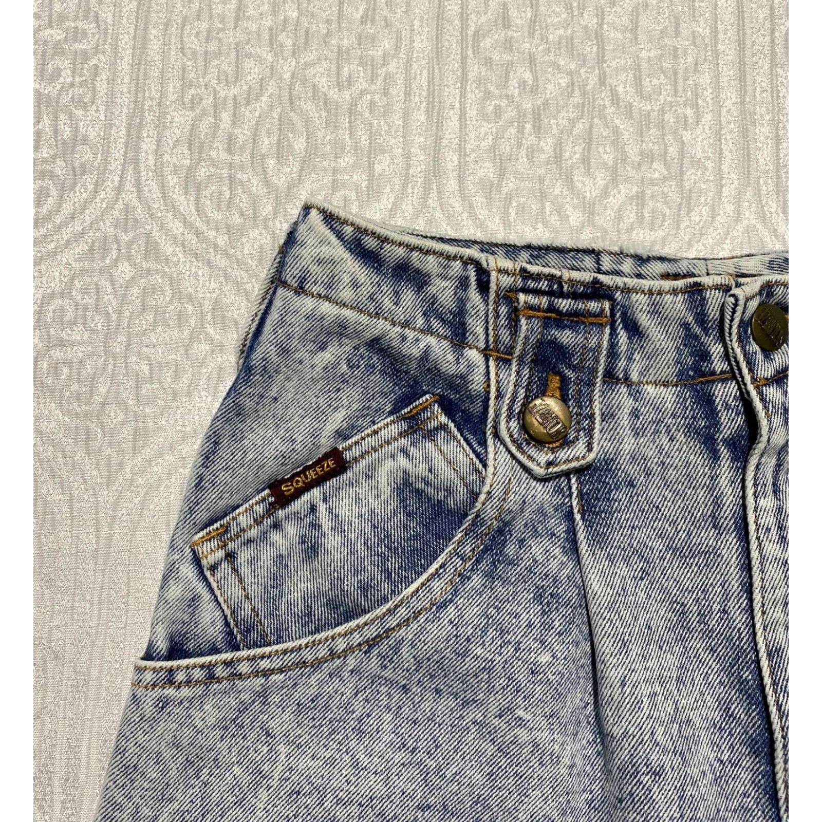 Vintage VINTAGE Squeeze Jeans Juniors 5 Blue Acid Wash High Waist Tapered Leg 90s Womens/Teens Size 27" / US 4 / IT 40 - 5 Thumbnail