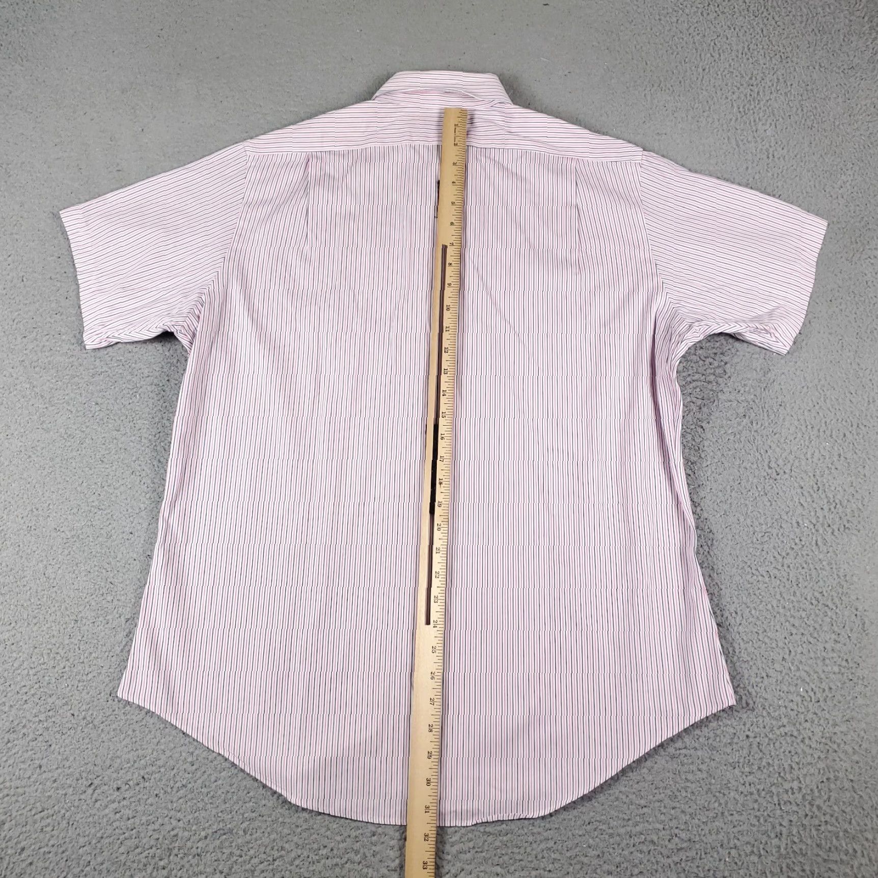 Ralph Lauren Ralph Lauren Dress Shirt Mens 17 Pink Blue Striped Short Sleeve Button-Down Collared 100% Cotton Regular Size 17 Neck Men’s Shirt Size 46R - 3 Thumbnail