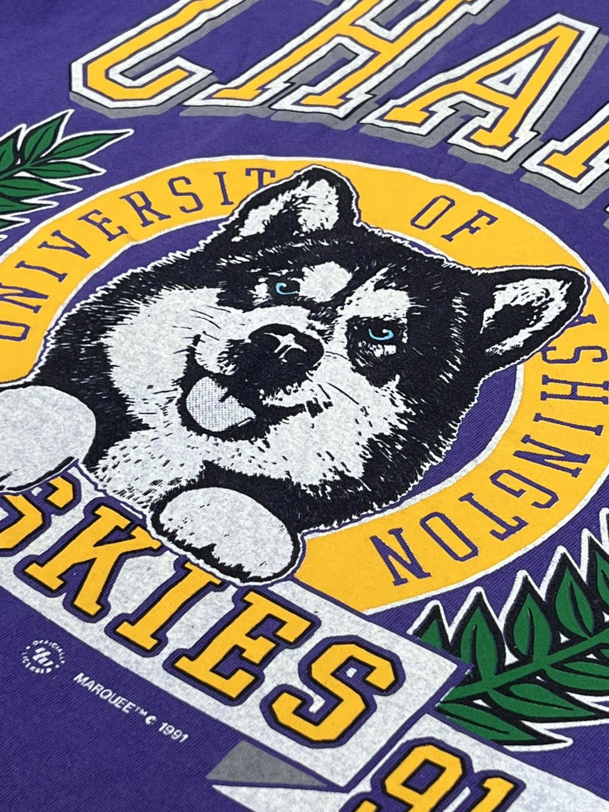 Vintage vintage University of Washington Huskies 1991 Tee Size US L / EU 52-54 / 3 - 4 Thumbnail