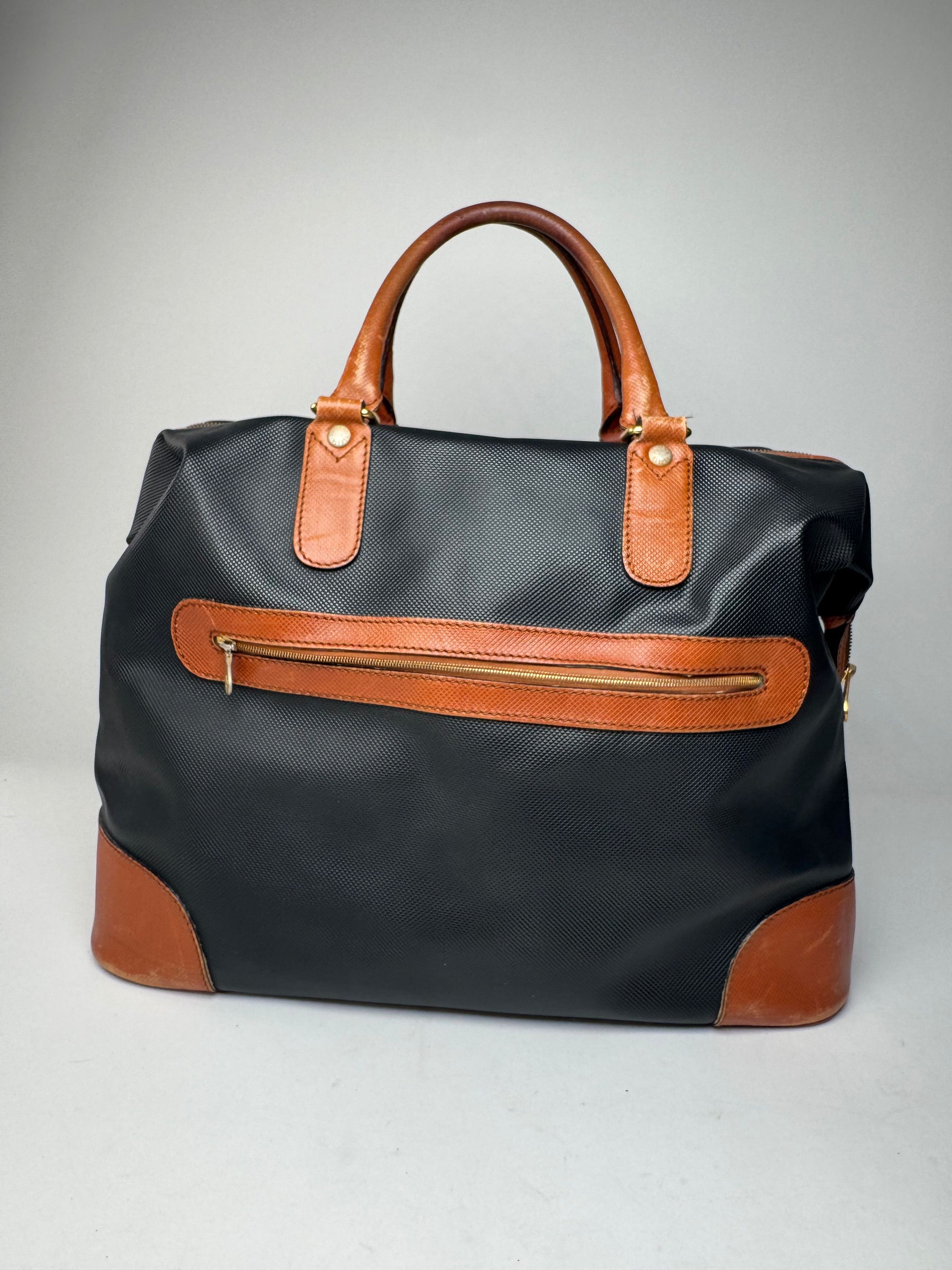 Bottega Veneta Vintage Leather Travel Bag Black Brown Size ONE SIZE - 1 Thumbnail