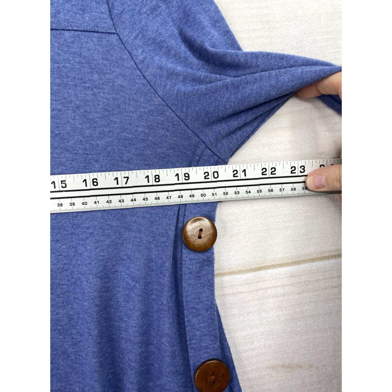 Vintage iGENJUN Dress Womens XL Blue Button Detail Asymmetrical Long Sleeve Knit Stretch Size XL / US 12-14 / IT 48-50 - 7 Thumbnail