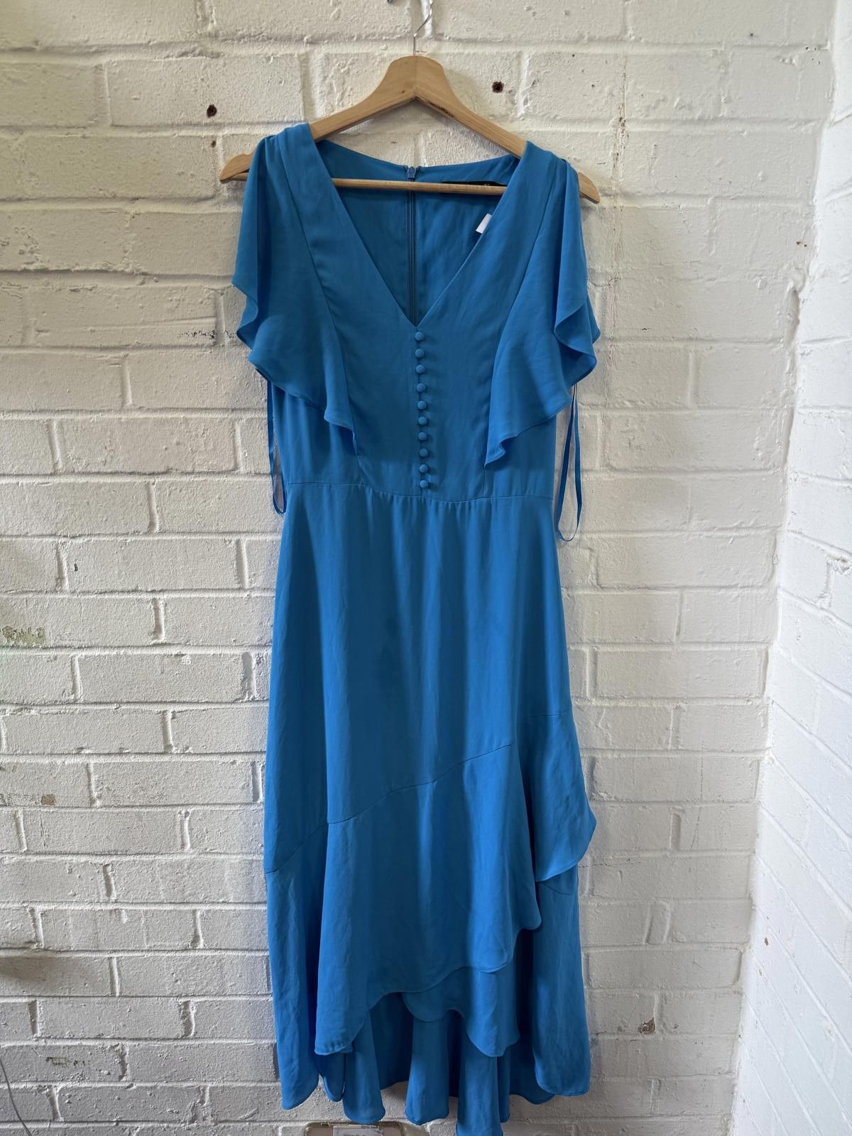 Designer P-614 Stunning Karen Millen Blue Ruffled Maxi Dress - UK 10 Size M / US 6-8 / IT 42-44 - 1 Thumbnail