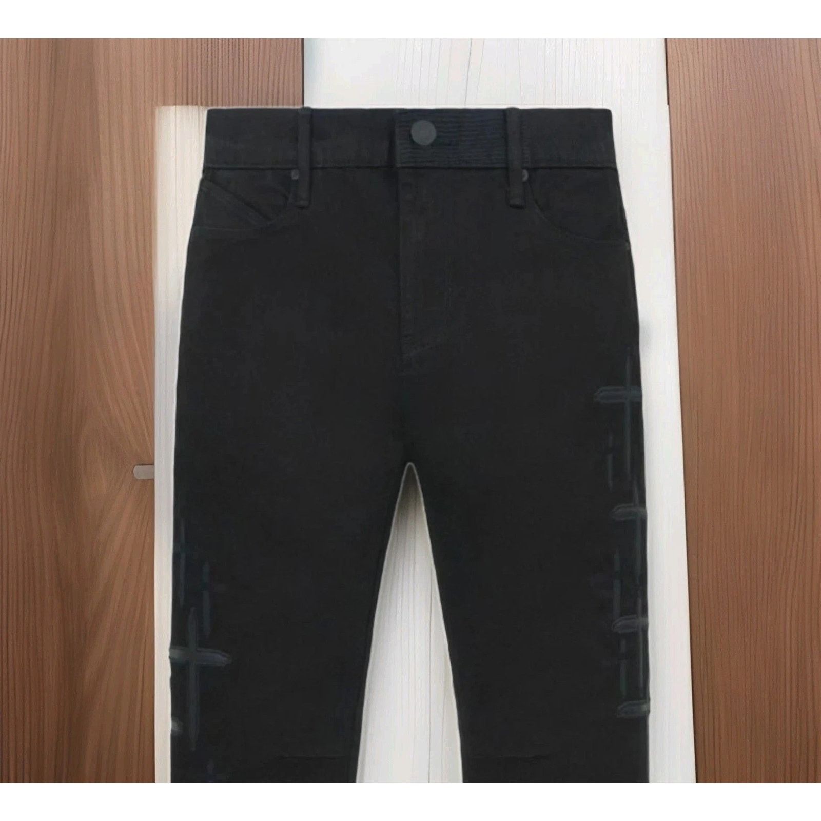 Rta RTA Skinny Fit Jeans Bryant Cross Patches Denim MRLDD887 Size US 33 - 1 Thumbnail