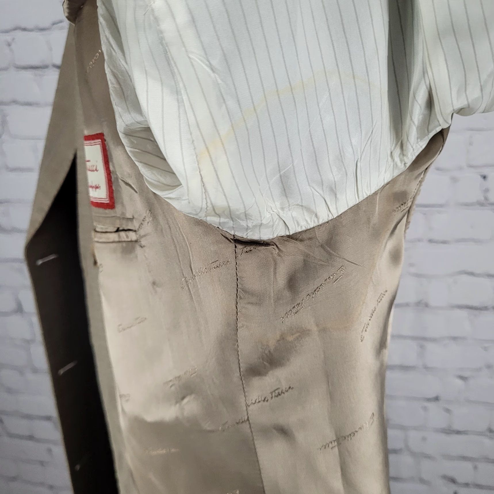 Vintage Emidio Tucci El Corte Ingles Brown Wool Check Two-Piece Suit 54L US 44L (35x32) Mens Size 54R - 7 Thumbnail