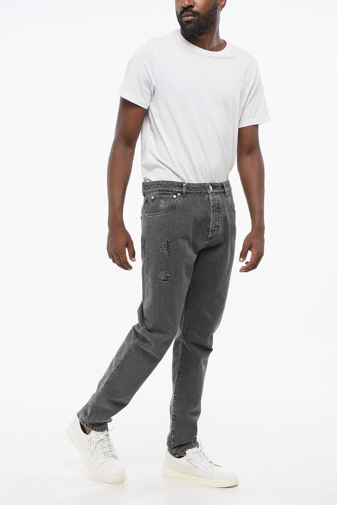 Brunello Cucinelli og1mm0725 Slim Fit Stone Washed Denim in Grey Size US 30 / EU 46 - 3 Thumbnail