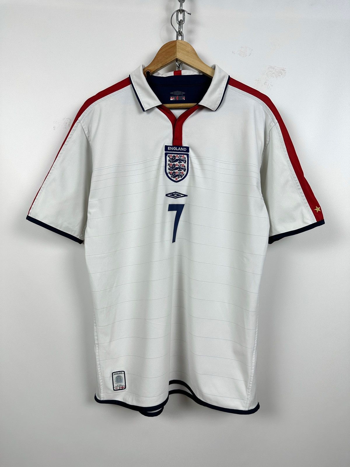 England 1998 FIFA World Cup Umbro L/S Away Shirt #7 BEC