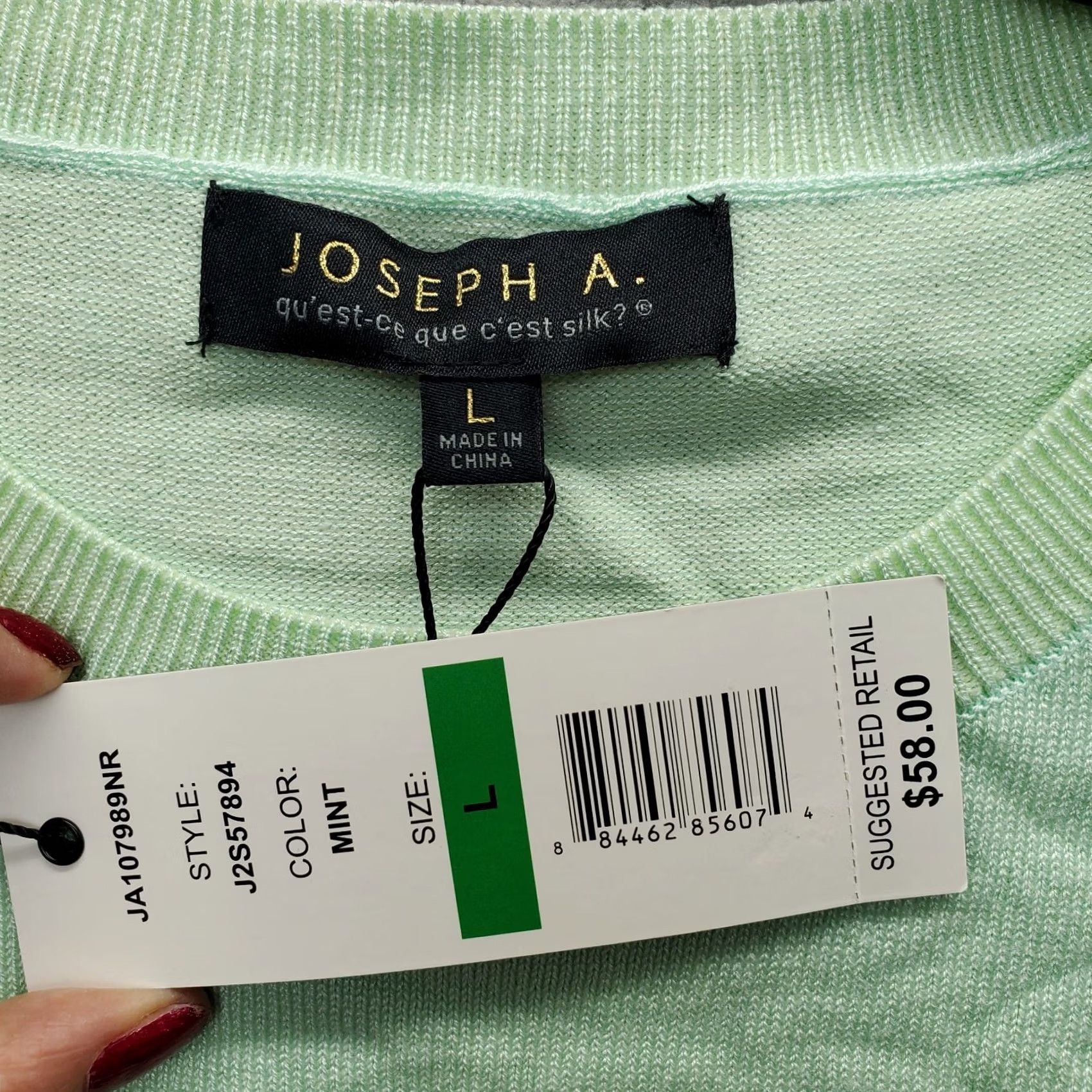 Vintage Joseph A Sweater Womens L Green Puff Sleeve Crewneck Ribbed Cuff Hem Pullover Size L / US 10 / IT 46 - 5 Thumbnail