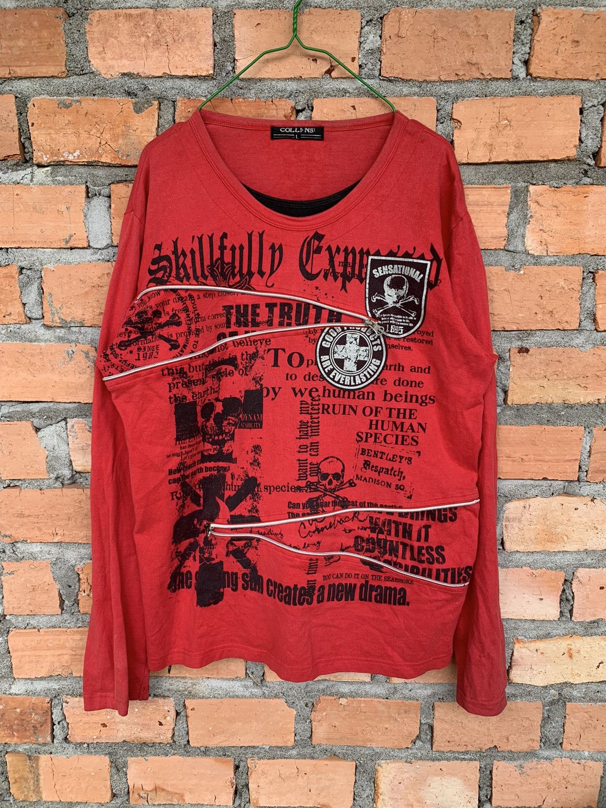 Beauty Beast 2000s Collins poem punk bondage zipper longsleeve shirt Size US M / EU 48-50 / 2 - 1 Thumbnail