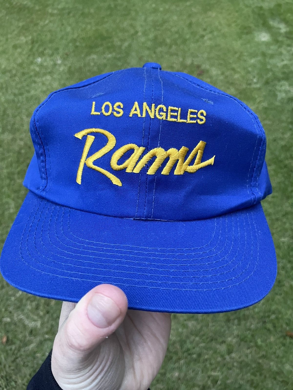 Vintage Rare Los Angeles Rams Sports Specialties Script Twill Hat Cap  Snapback