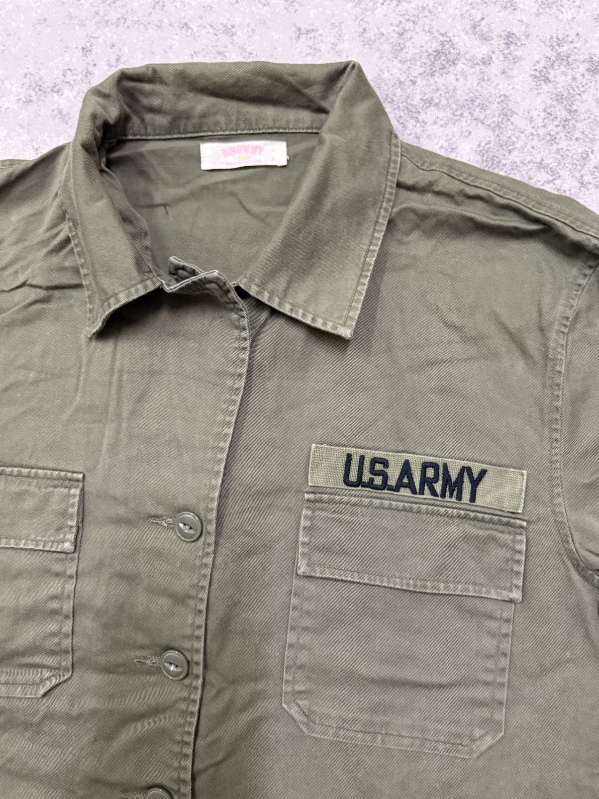 Vintage Browny U.S Army Military Open Colar Button Up shirt Size S / US 4 / IT 40 - 4 Thumbnail