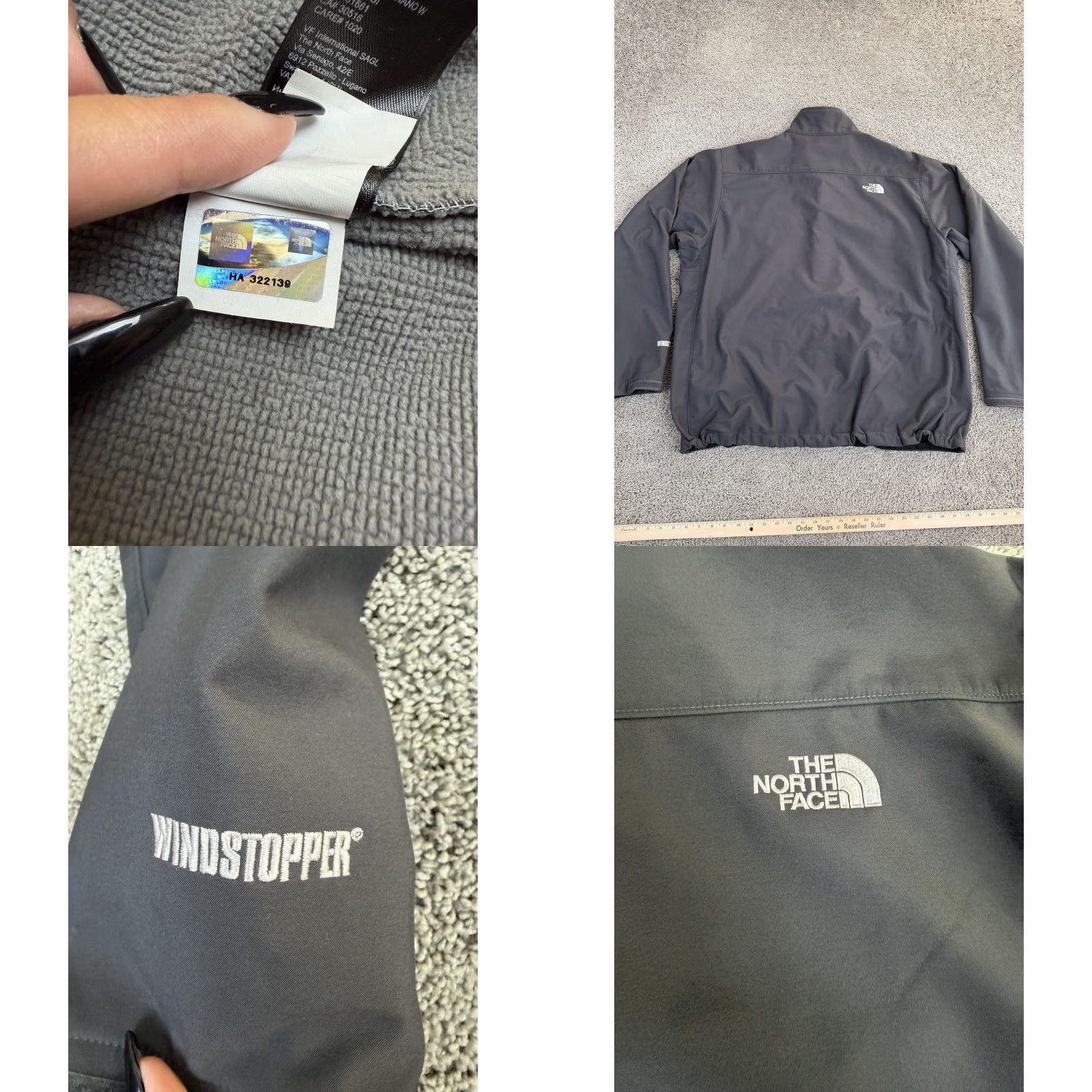 The North Face Jacket Mens 2XL Gray Windstopper Softshell Full Zip 