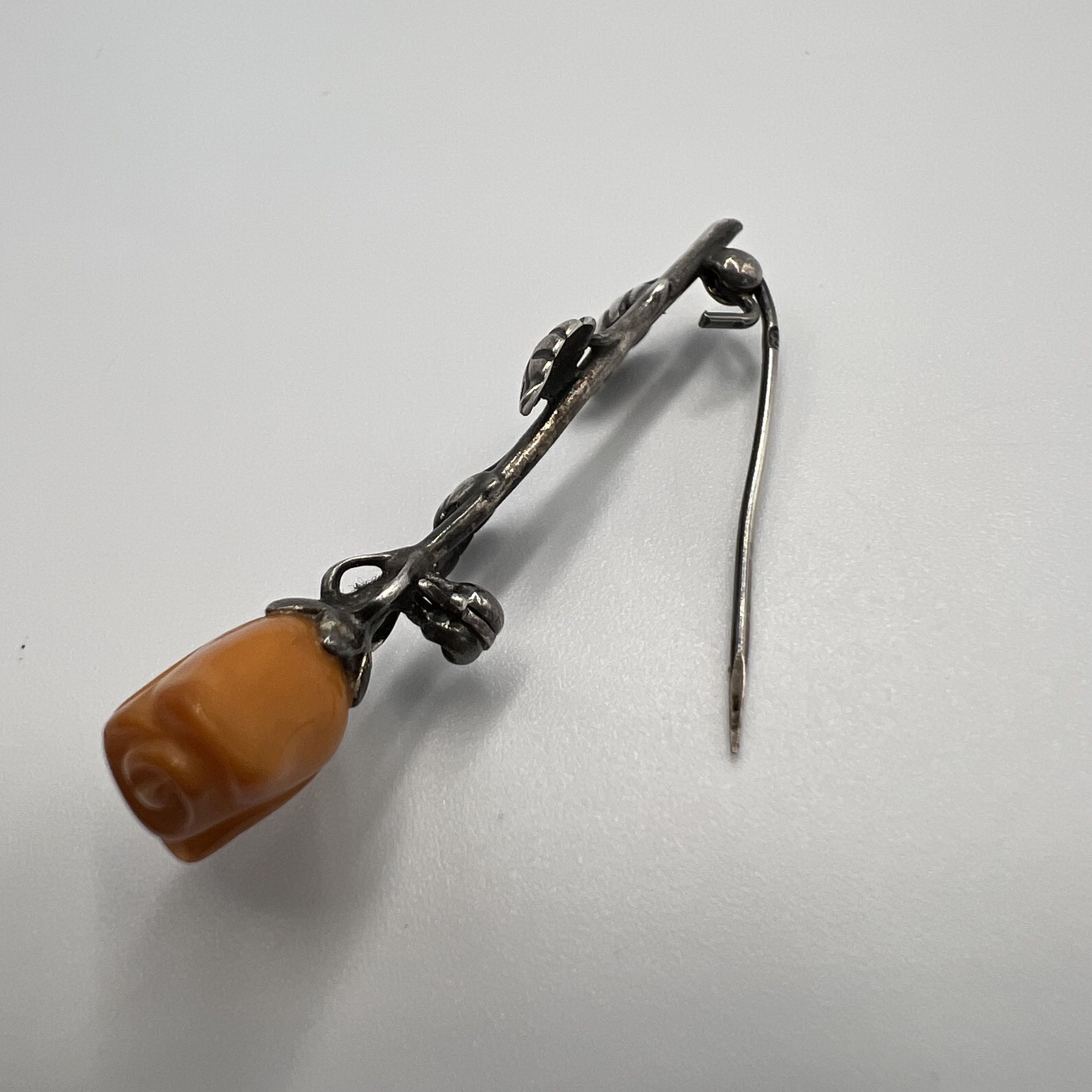 Vintage Vintage Brooch Pins Needle Safe Amber Sterling Silver Size ONE SIZE - 3 Thumbnail