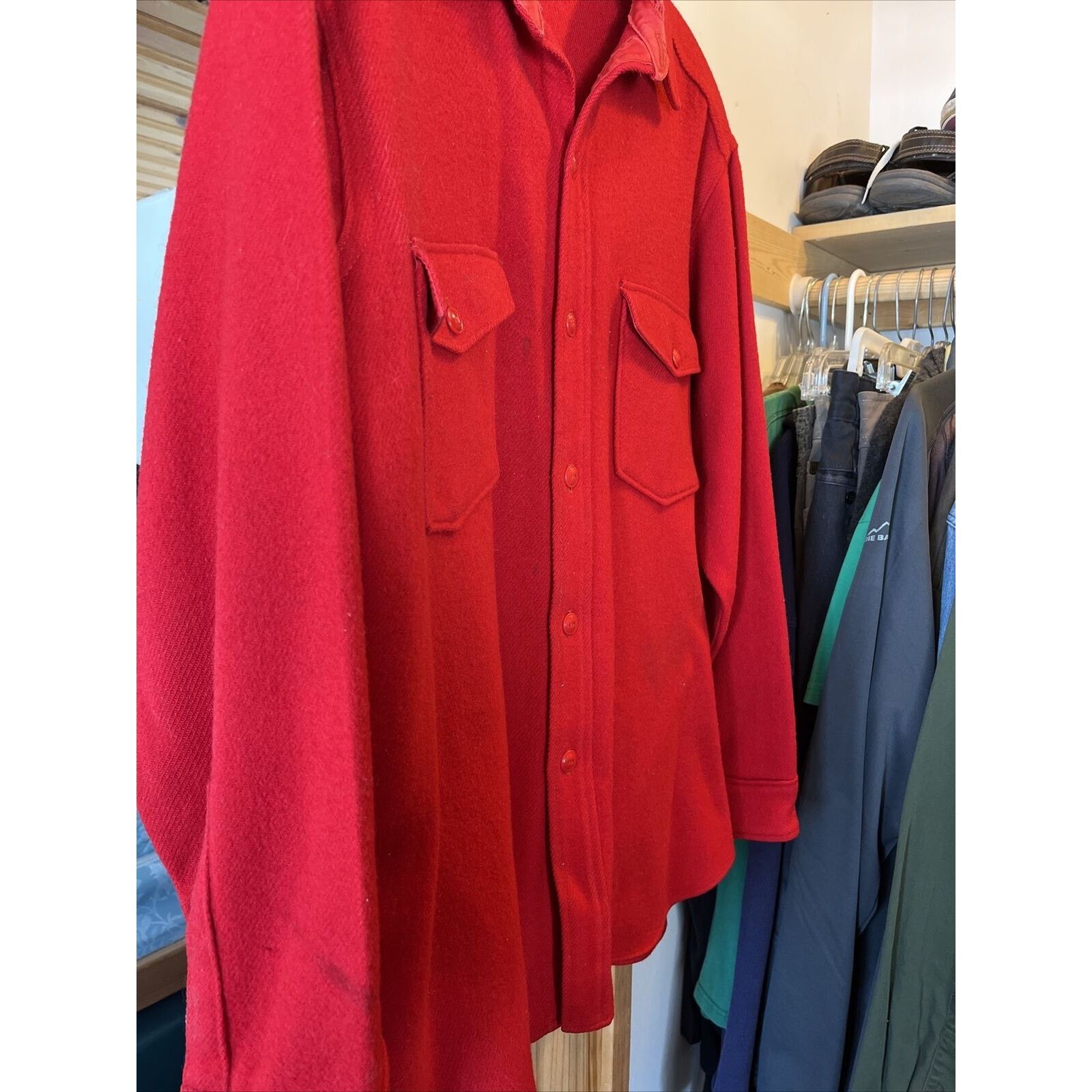 Woolrich Woolen Mills Woolrich Vintage Mens 16 Red Wool Western Distressed Flannel Size US L / EU 52-54 / 3 - 10 Thumbnail