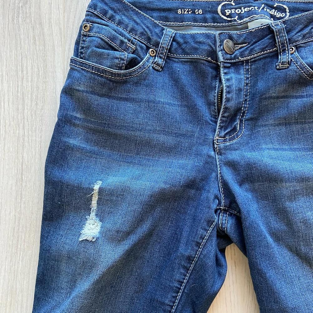 Designer Project Indigo Medium Wash Ripped Jeans Size 28" / US 6 / IT 42 - 4 Thumbnail