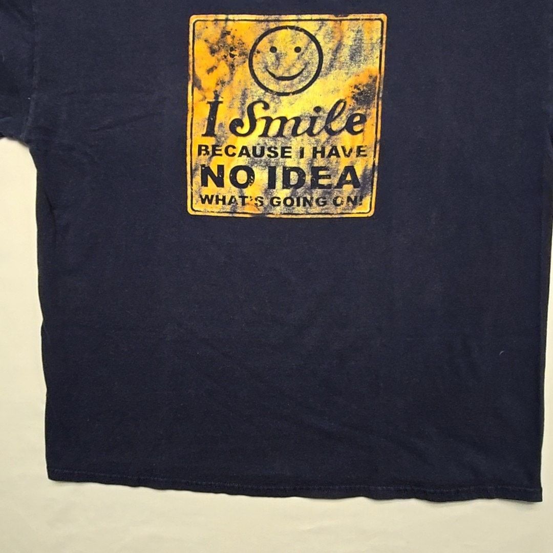 Jerzees Vintage Funny Graphic Jerzees Smile No Idea Blue XL T-shirt Size US XL / EU 56 / 4 - 3 Thumbnail