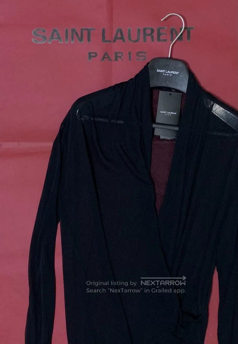 Saint Laurent Paris Saint Laurent Paris Black Ruffle Deep V Neck Translucent S Size US S / EU 44-46 / 1 - 6 Thumbnail