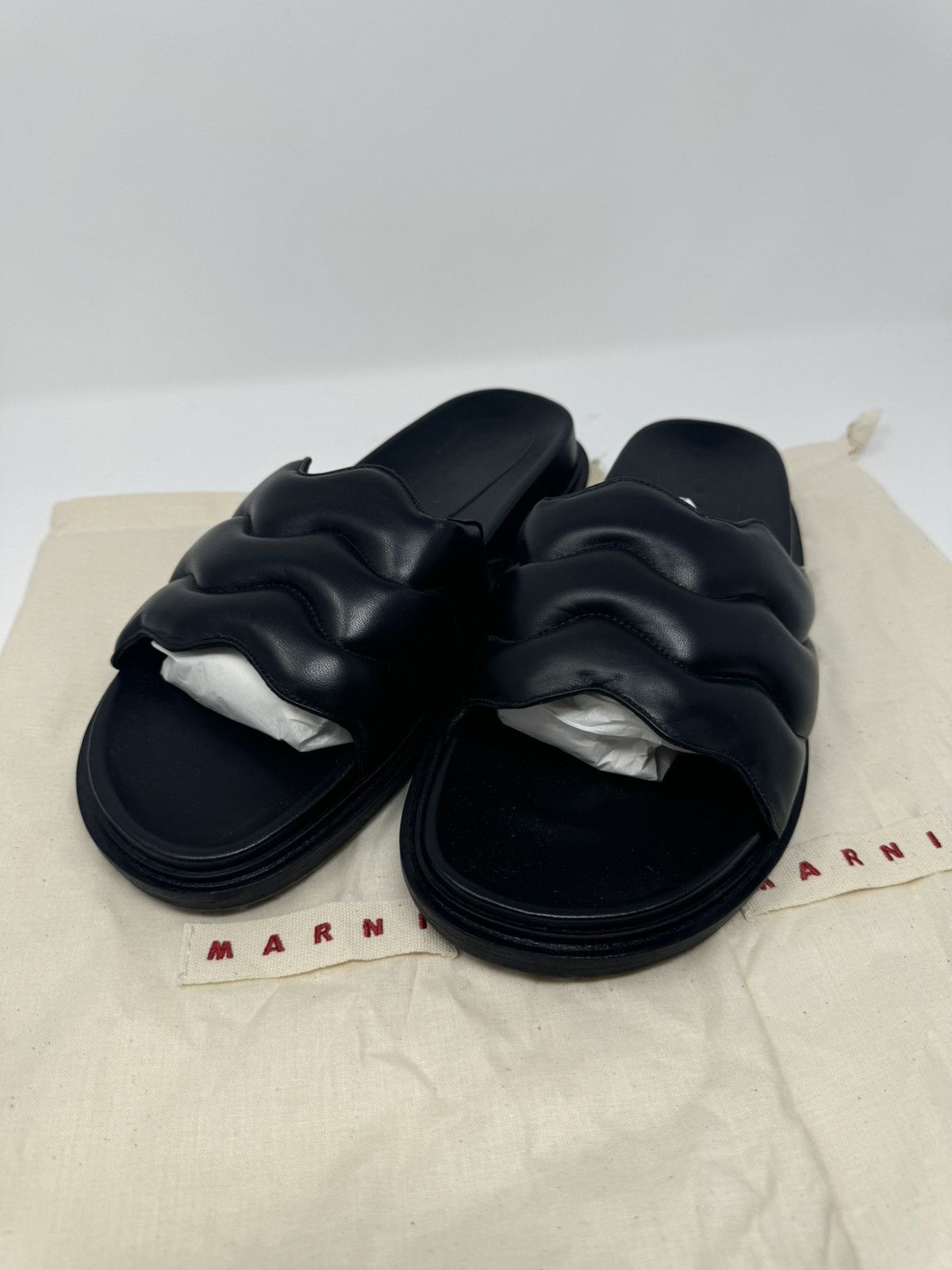 Marni Marni Fussbett Black Leather Padded Sandal Size US 9 / EU 42 - 7 Thumbnail