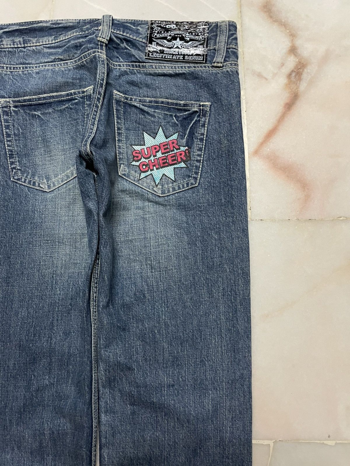 Japanese Brand 💥Sick💥Vintage Co&Lu Mudwash Super Cheere Print Denim Jeans Size US 31 - 16 Thumbnail