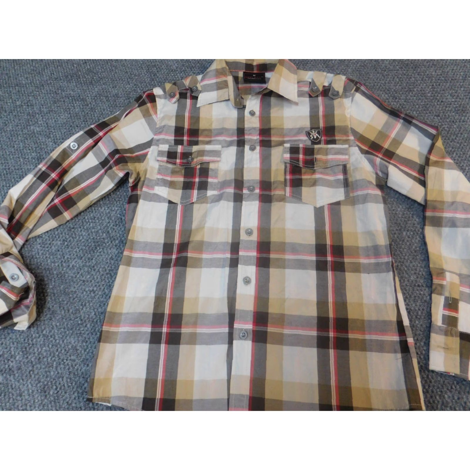 Vintage Red Ape Mens Shirt Long Sleeve Button Down Knit Plaid Cotton Polyester M Red Regular Button-Up Collar Down Theme Logo Western All Seasons Mens Size US M / EU 48-50 / 2 - 2 Thumbnail