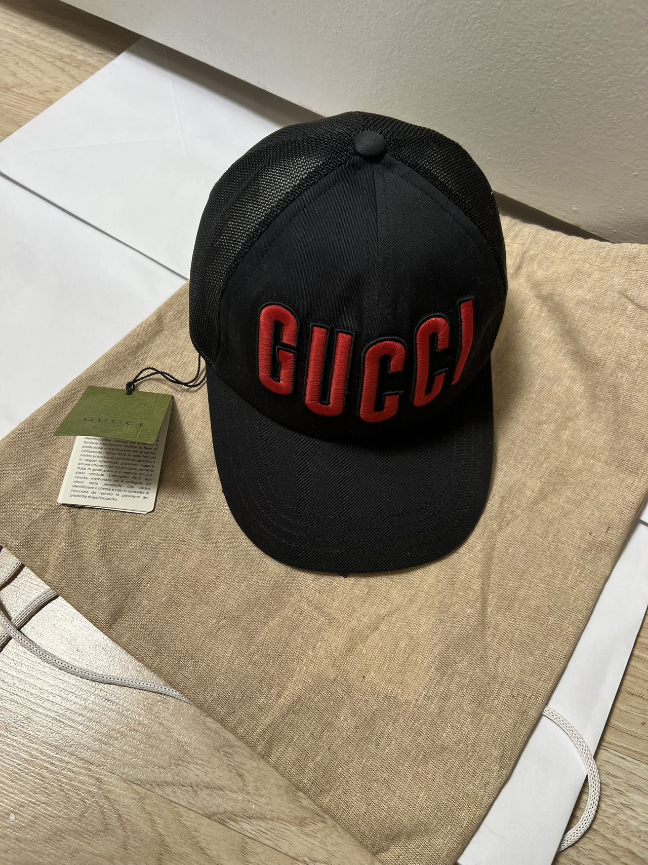Gucci Gucci Embroidered Logo Baseball Cap Black/Red size m Size ONE SIZE - 7 Thumbnail