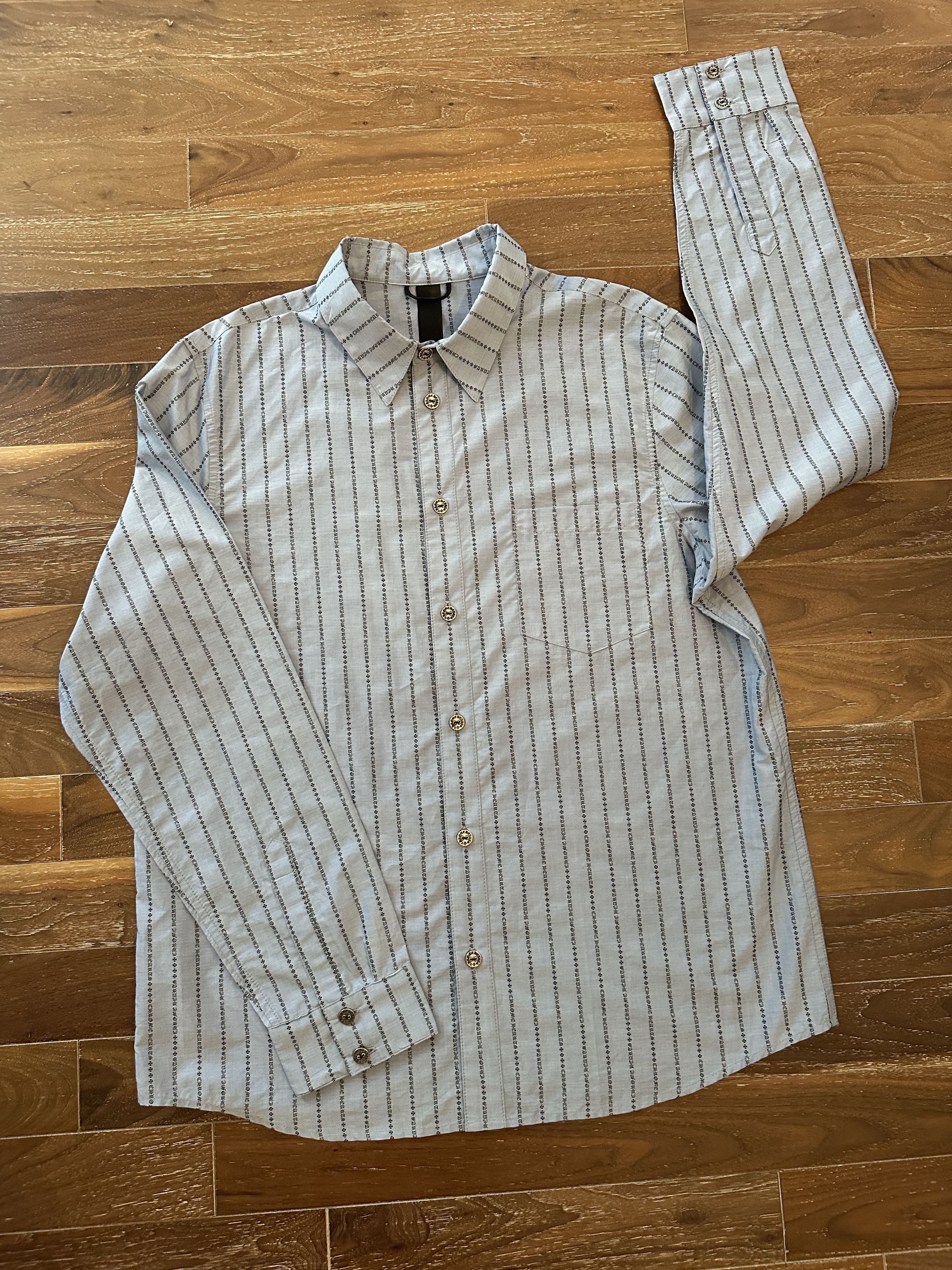Chrome Hearts Chrome Hearts Pinstripe Botton Shirt Size US XL / EU 56 / 4 - 1 Thumbnail