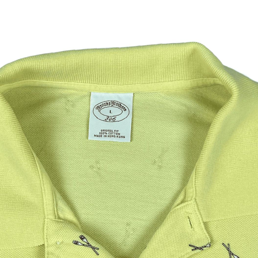 Brooks Brothers Brooks Brothers Polo Shirt Adult LARGE Yellow Boat Oars Rowing Graphic Print Preppy Nautical Crew Neck Collared Short Sleeve Cotton Mens Size US L / EU 52-54 / 3 - 2 Thumbnail