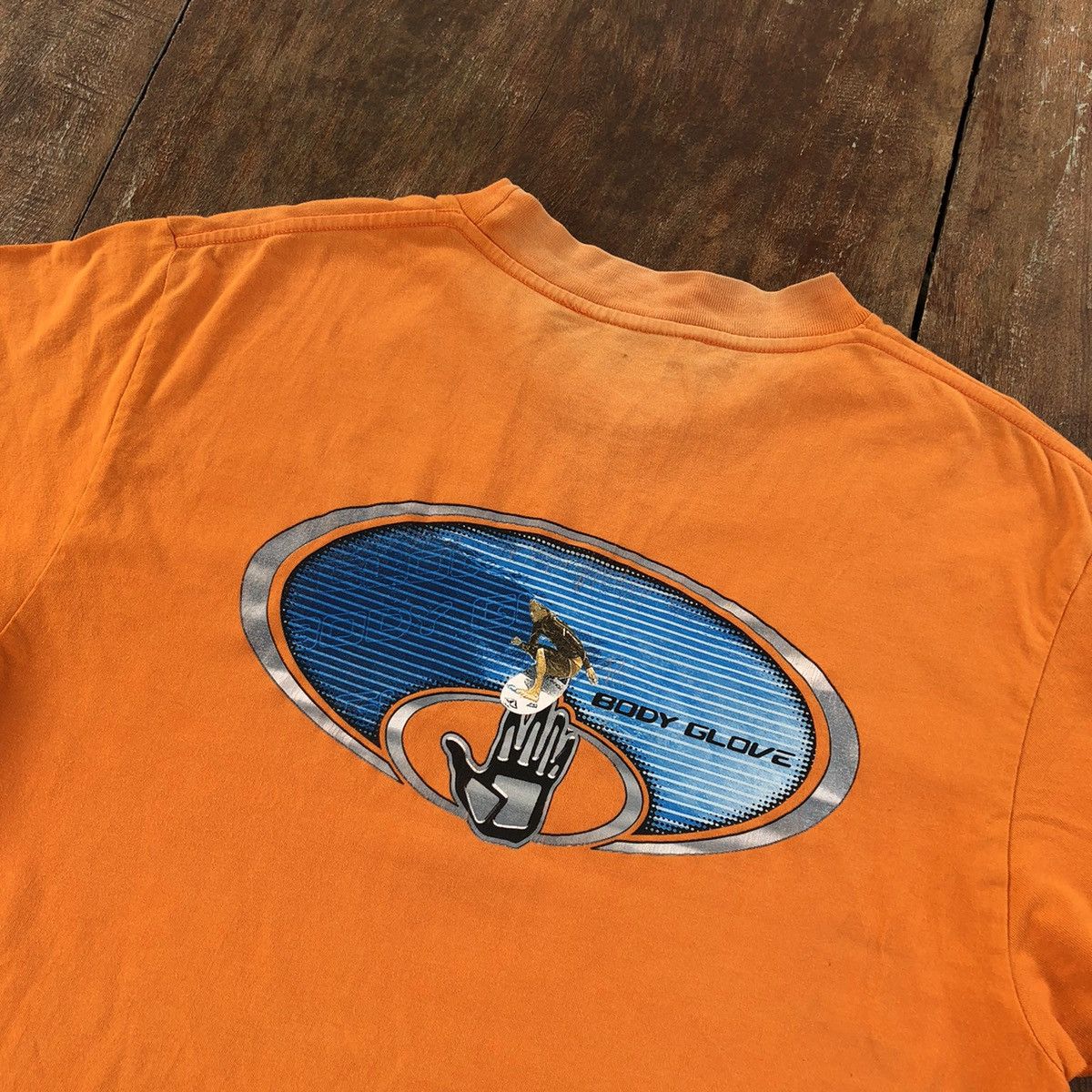 image of Vintage 90's Body Glove Surfing T Shirt in Orange, Men's (Size Medium)