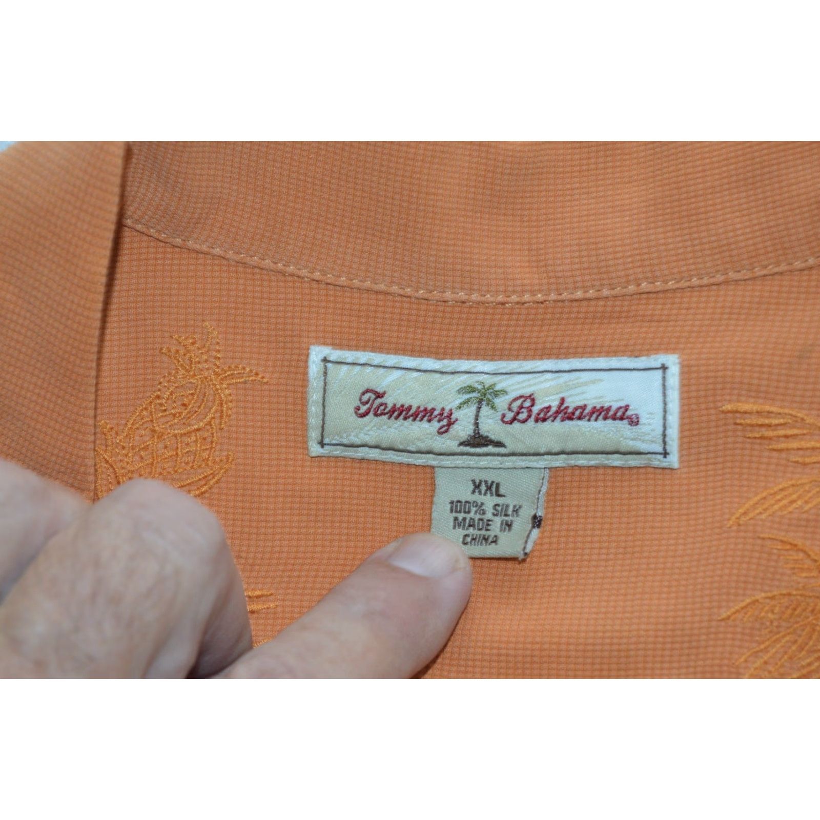 Tommy Bahama TOMMY BAHAMA Men's Original Fit 100% Silk Hawaiian Camp Shirt Orange 2XL Shirt Mens Size US XXL / EU 58 / 5 - 4 Thumbnail