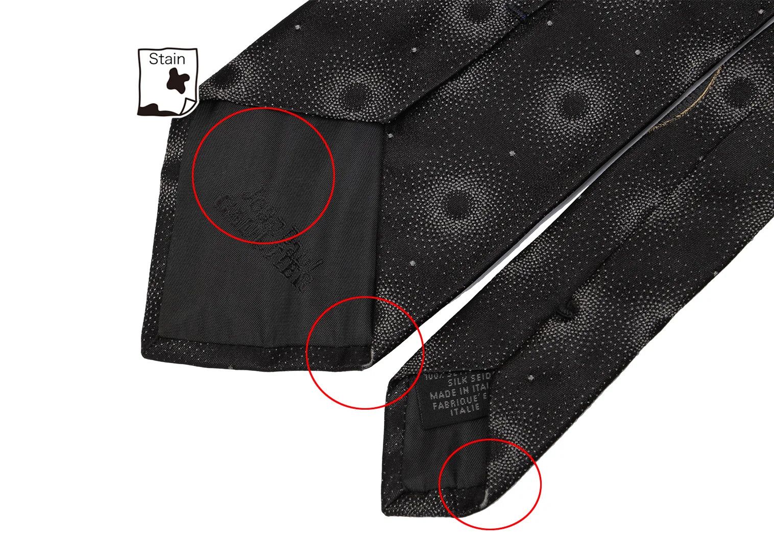Jean Paul Gaultier Charcoal Polka Dot Embroidered Tie with Emblem Size ONE SIZE - 7 Thumbnail