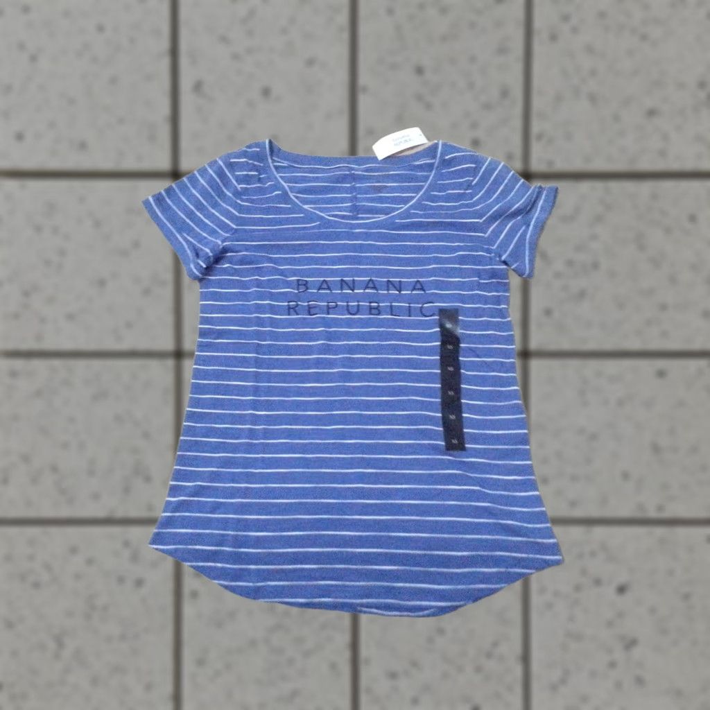 Banana Republic VINTAGE Banana Republic Women Blouse XS Blue Striped Cotton Shirt Womens XS Blue Stripes Blouse Size XS / US 0-2 / IT 36-38 - 1 Thumbnail