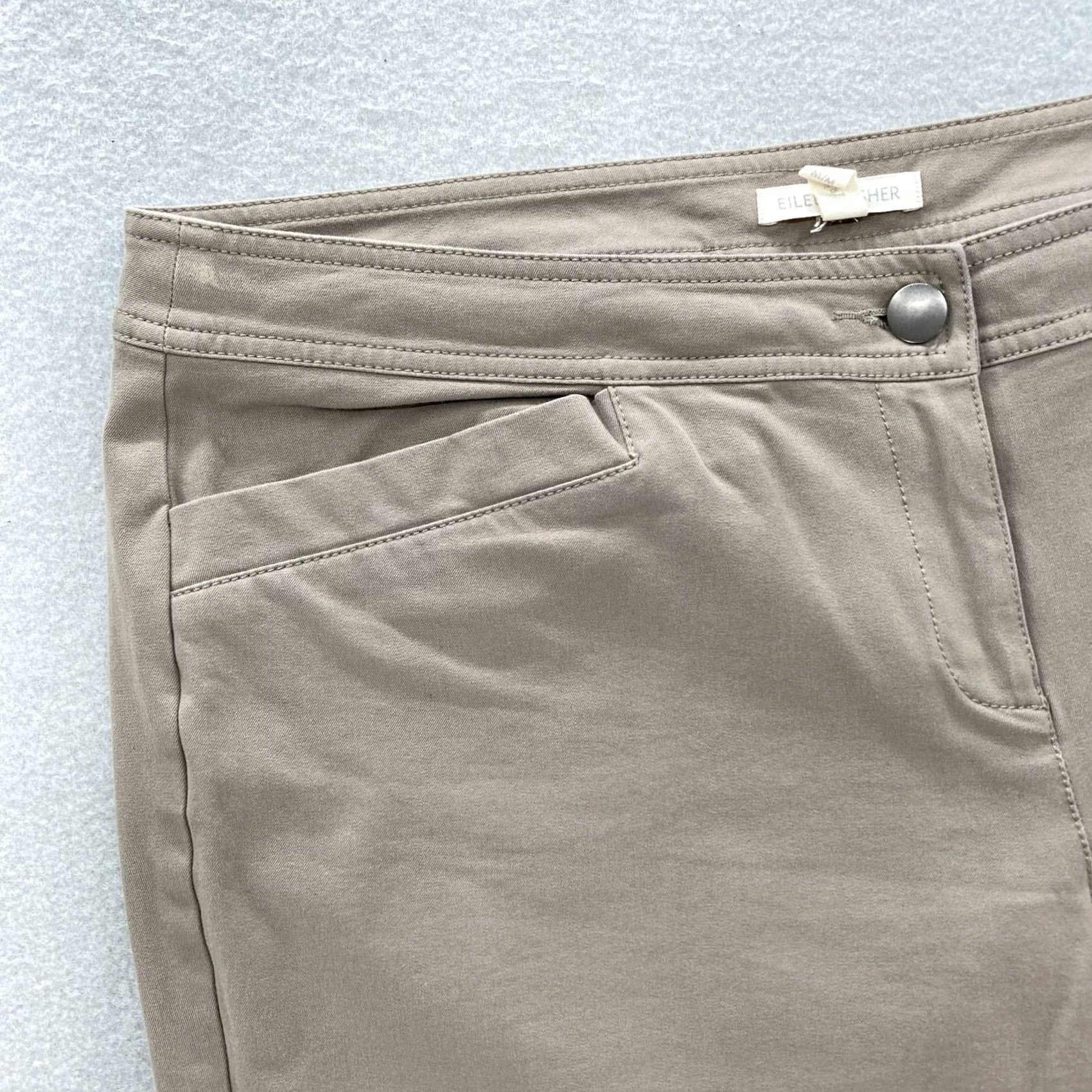 Eileen Fisher Eileen Fisher Women's Medium Beige Chino Pants Stretch Organic Cotton City Size 32" / US 10 / IT 46 - 3 Thumbnail