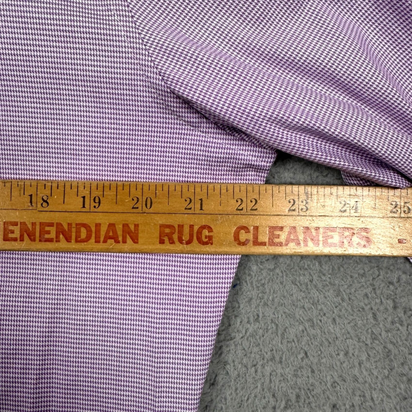 Vintage VINTAGE Duchamp London Mens Shirt Dress Purple Houndstooth Slim Fit Stretch EUC Size 42R - 6 Thumbnail