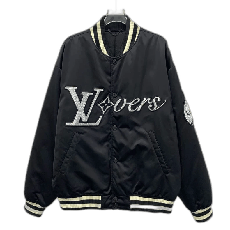 Louis Vuitton Louis Vuitton Black Striped Logo Baseball Jacket Size US L / EU 52-54 / 3 - 1 Thumbnail