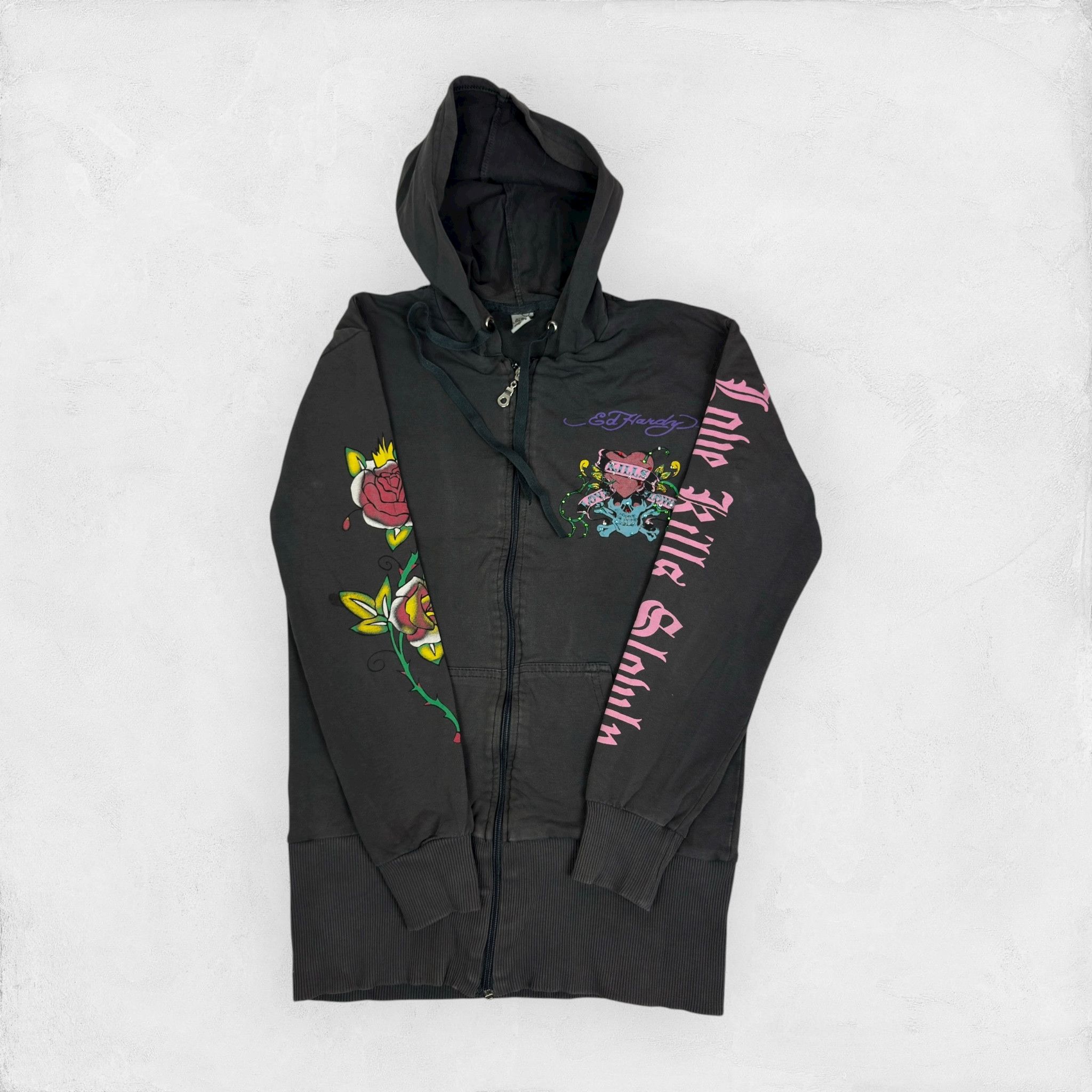 Ed Hardy Ed Hardy Women's Love Kills Slowly Floral Full Zip Hoodie L Size L / US 10 / IT 46 - 1 Thumbnail