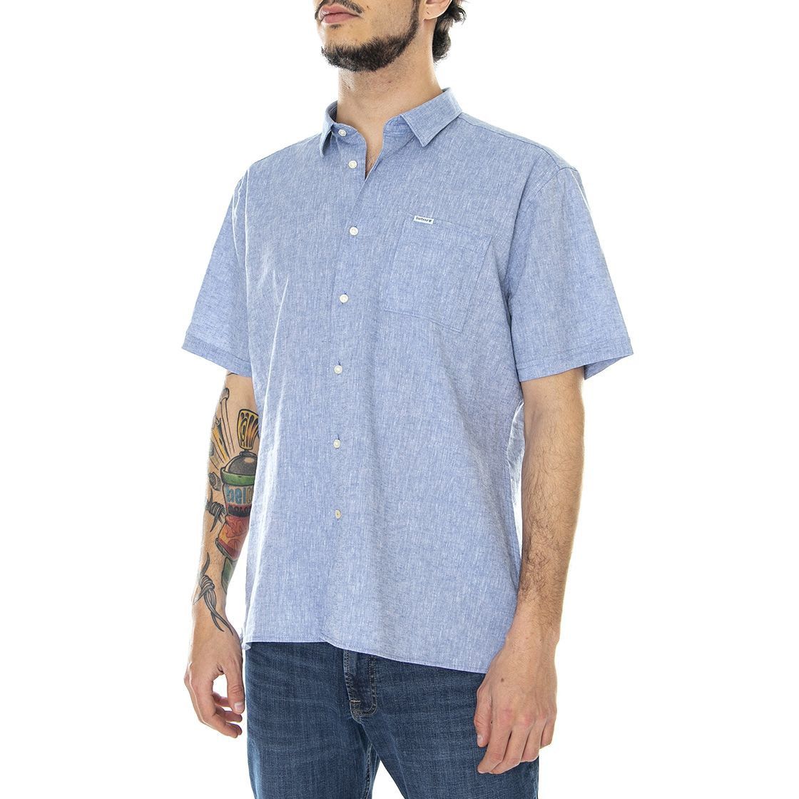 Barbour o1y1224 Logo Single Pocket Shirt in Blue Size US L / EU 52-54 / 3 - 3 Thumbnail