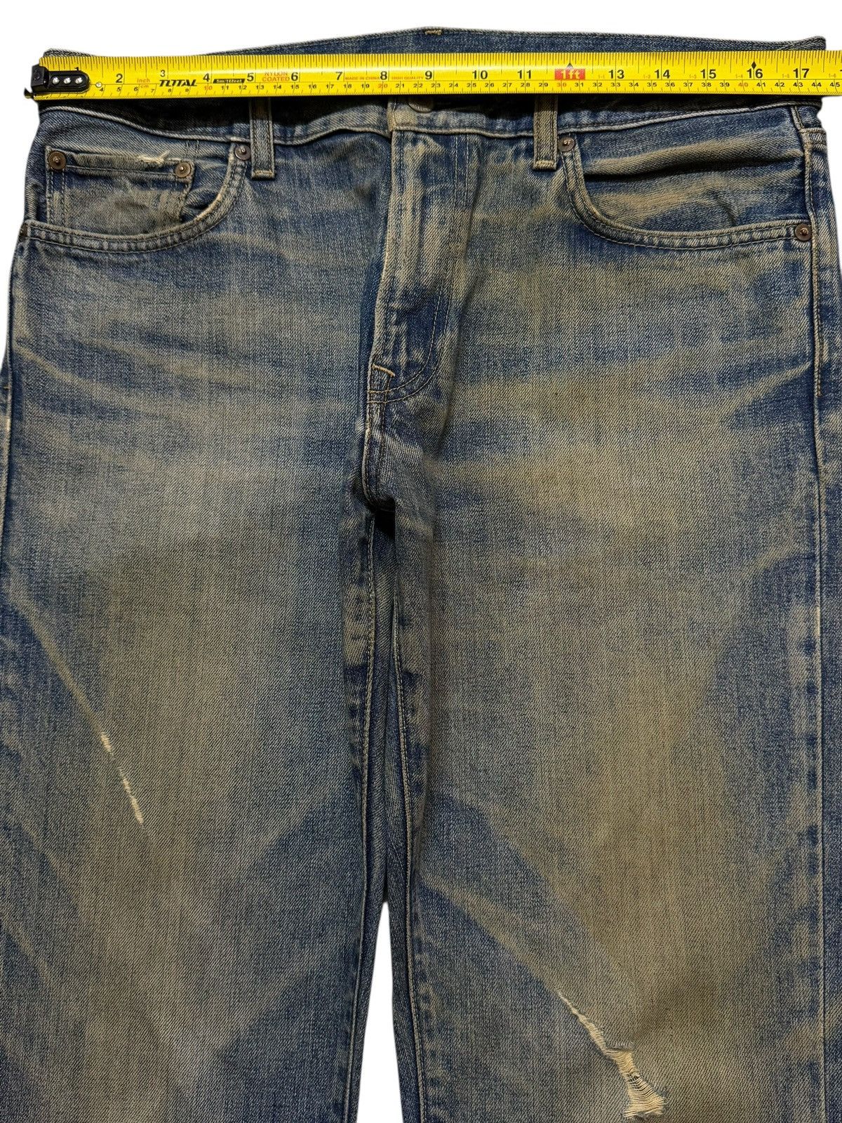 Uniqlo Vintage Y2K Japan Uniqlo Mud Wash Clawmark Whisker Loose Fit Size US 34 / EU 50 - 8 Thumbnail