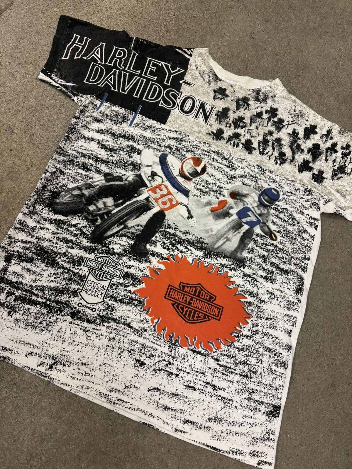 Harley Davidson VINTAGE 90s HARLEY AOP RACING TSHIRT Size US L / EU 52-54 / 3 - 2 Thumbnail