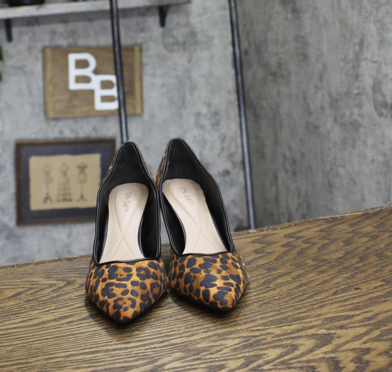Other On 34th Pointed-toe Slip-on Pumps Leopard Micro Brown 6.5m Size US 6.5 / IT 36.5 - 3 Thumbnail