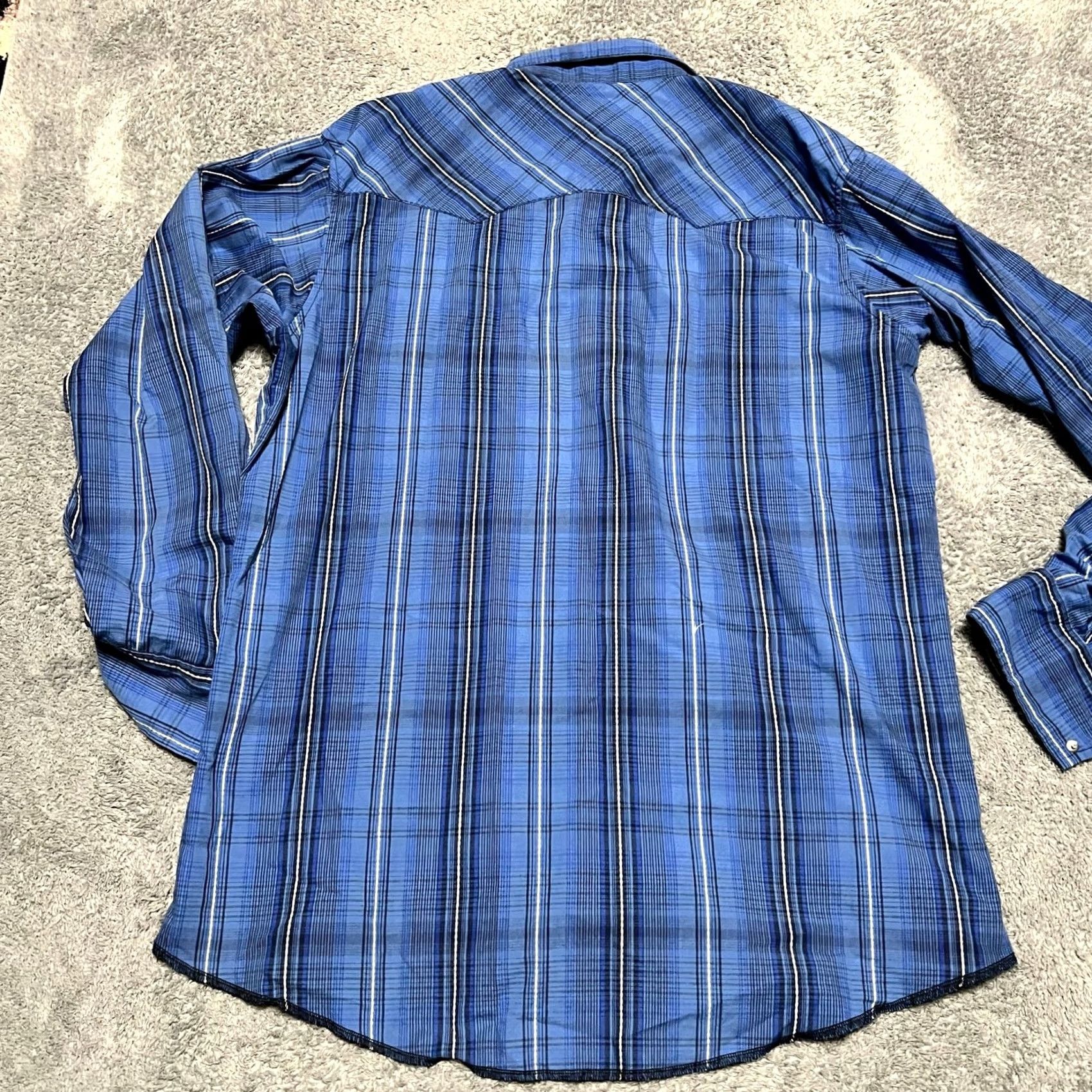 Wrangler VINTAGE Wrangler Shirt Mens XXL Tall Blue Pearl Snap Plaid Western Long Sleeve Size US XXL / EU 58 / 5 - 4 Thumbnail