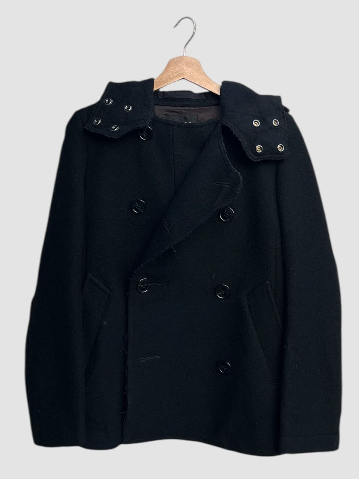 Zucca Zucca Double Breasted Wool Blend Hooded Jacket Size S / US 4 / IT 40 - 2 Thumbnail