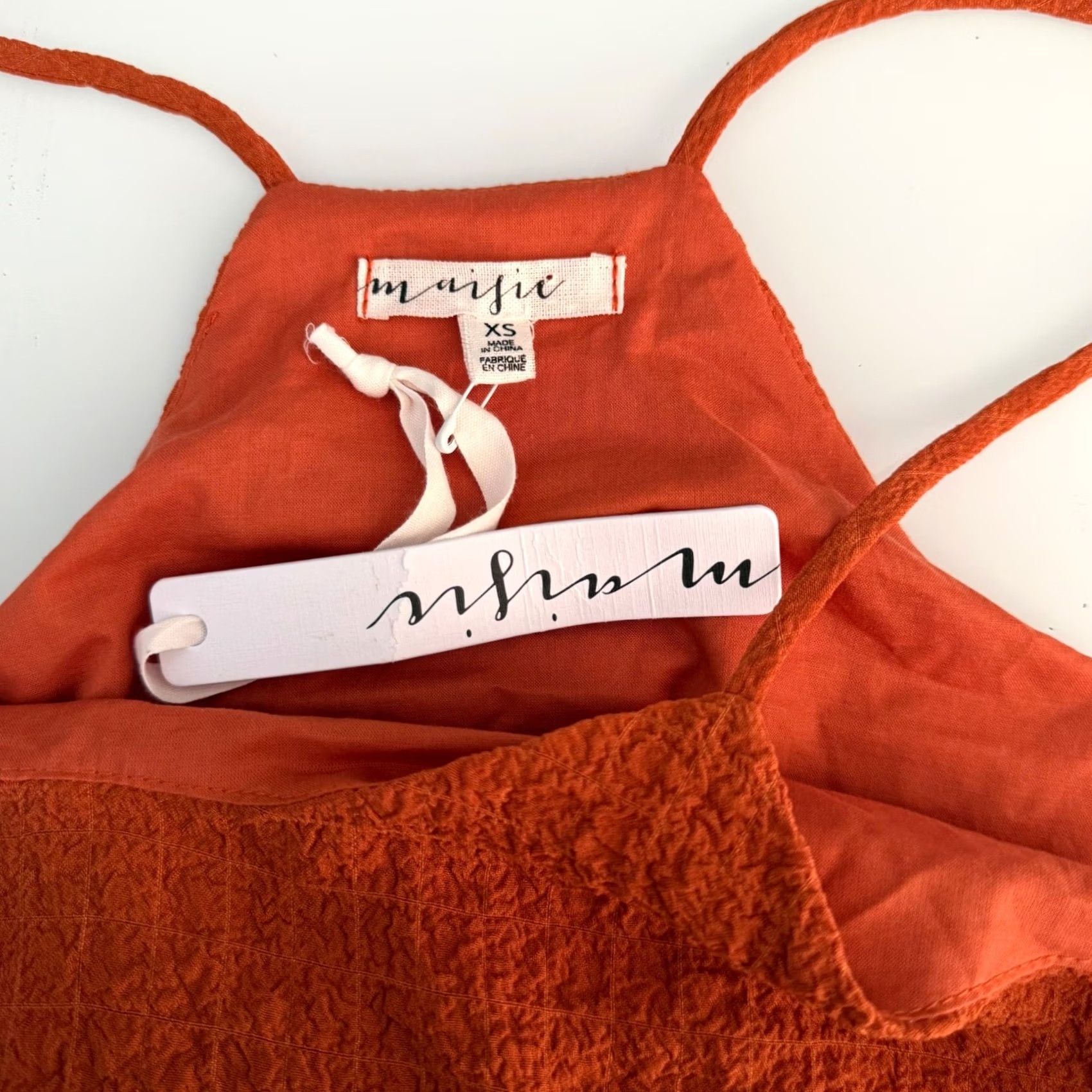 Rusty Maisie XS Cami Top Rust Orange Peplum Ruffle Crinkled Boho Summer Camisole Women XS Orange Casual Party Cocktail Travel Size XS / US 0-2 / IT 36-38 - 5 Thumbnail